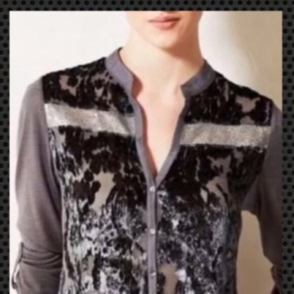 TINY by Anthropologie Velvet Silk Burnout w/Sequin - Picture 1 of 9